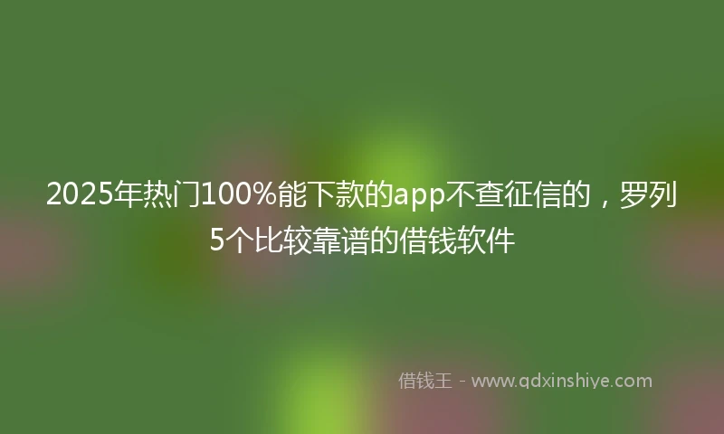 2025年热门100%能下款的app不查征信的，罗列5个比较靠谱的借钱软件