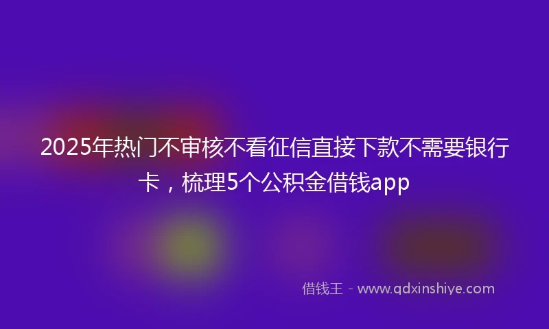 2025年热门不审核不看征信直接下款不需要银行卡，梳理5个公积金借钱app