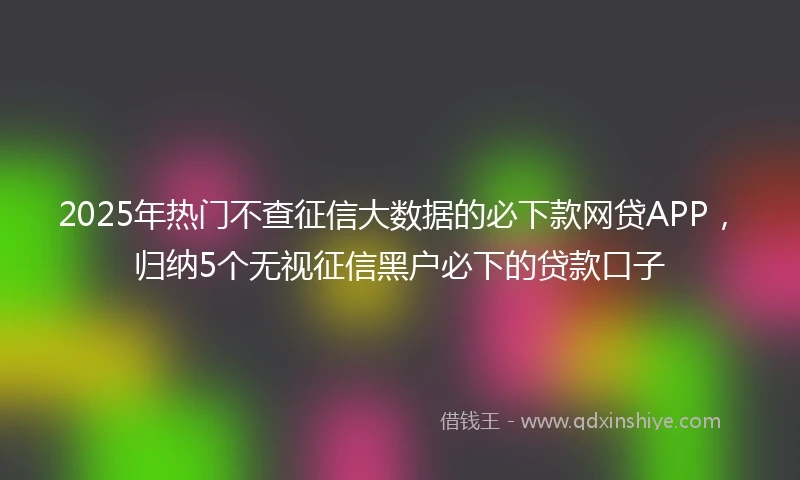 2025年热门不查征信大数据的必下款网贷APP，归纳5个无视征信黑户必下的贷款口子