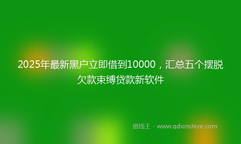 2025年最新黑户立即借到10000，汇总五个摆脱欠款束缚贷款新软件