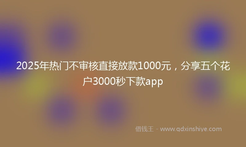 2025年热门不审核直接放款1000元,分享五个花户3000秒下款app
