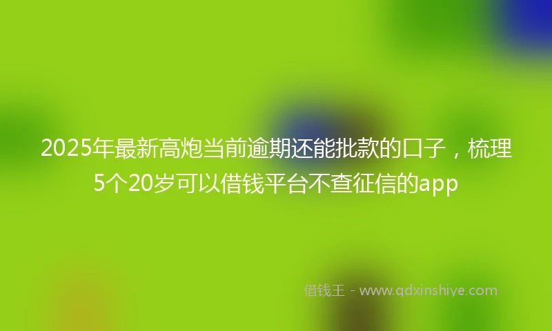 2025年最新高炮当前逾期还能批款的口子，梳理5个20岁可以借钱平台不查征信的app