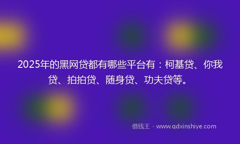 2025年的黑网贷都有哪些平台有：柯基贷、你我贷、拍拍贷、随身贷、功夫贷等。