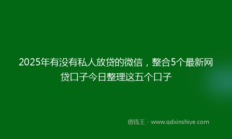 2025年有没有私人放贷的微信，整合5个最新网贷口子今日整理这五个口子