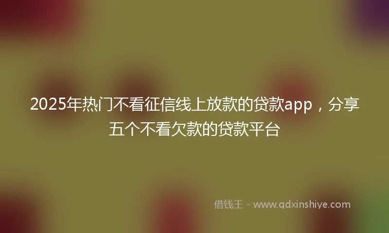 2025年热门不看征信线上放款的贷款app，分享五个不看欠款的贷款平台
