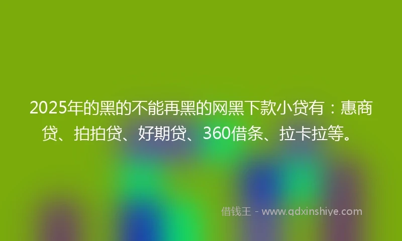2025年的黑的不能再黑的网黑下款小贷有：惠商贷、拍拍贷、好期贷、360借条、拉卡拉等。