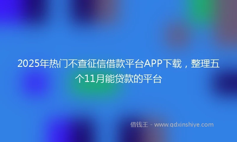 2025年热门不查征信借款平台APP下载，整理五个11月能贷款的平台