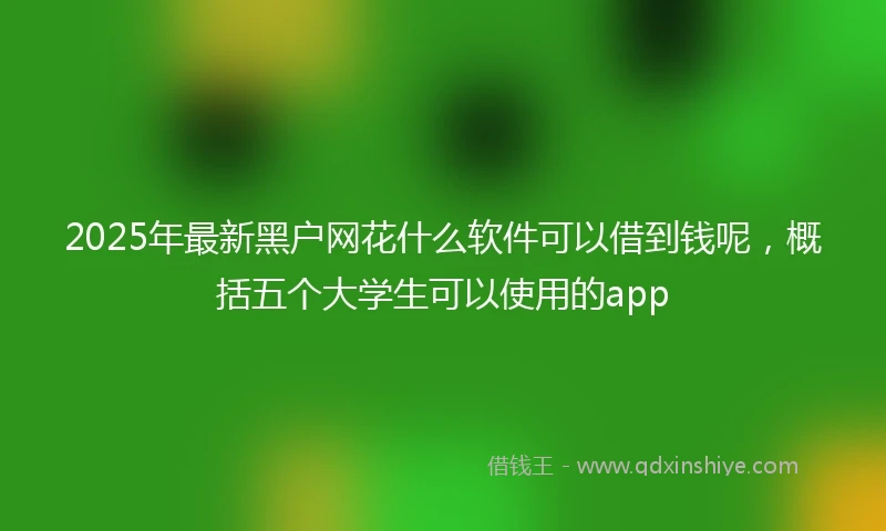 2025年最新黑户网花什么软件可以借到钱呢，概括五个大学生可以使用的app