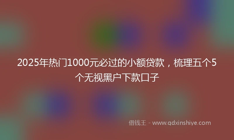 2025年热门1000元必过的小额贷款，梳理五个5个无视黑户下款口子