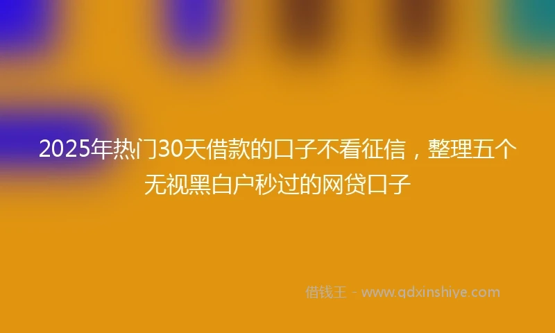 2025年热门30天借款的口子不看征信，整理五个无视黑白户秒过的网贷口子