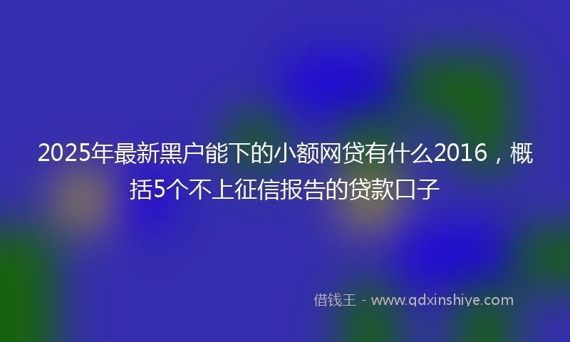 2025年最新黑户能下的小额网贷有什么2016，概括5个不上征信报告的贷款口子