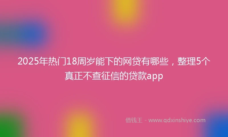 2025年热门18周岁能下的网贷有哪些，整理5个真正不查征信的贷款app