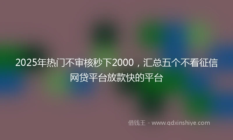 2025年热门不审核秒下2000，汇总五个不看征信网贷平台放款快的平台