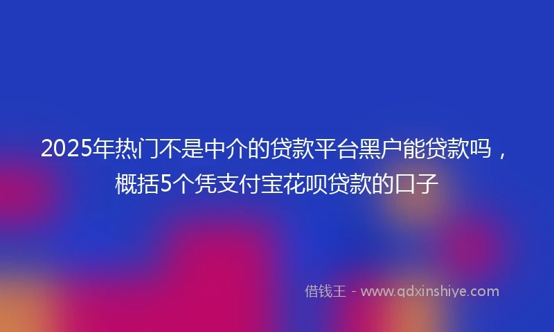2025年热门不是中介的贷款平台黑户能贷款吗，概括5个凭支付宝花呗贷款的口子
