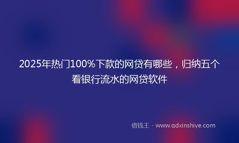 2025年热门100%下款的网贷有哪些，归纳五个看银行流水的网贷软件