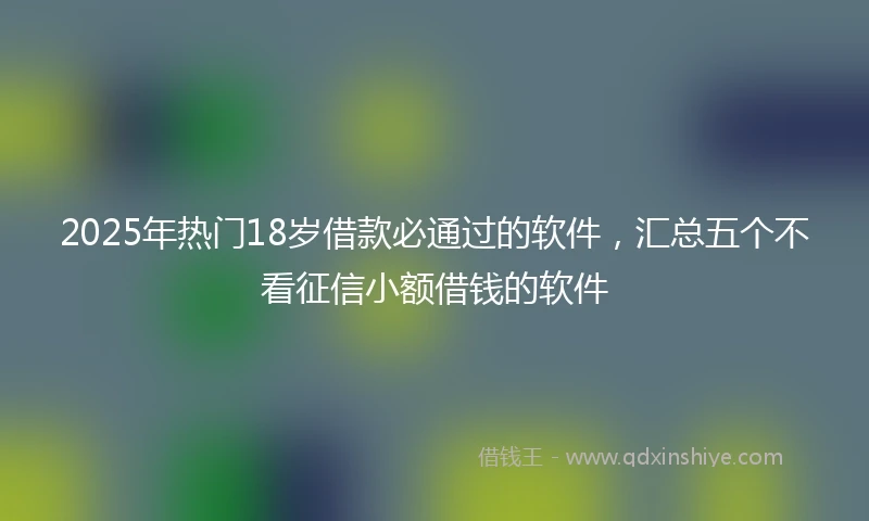2025年热门18岁借款必通过的软件，汇总五个不看征信小额借钱的软件