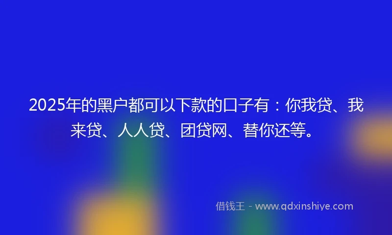 2025年的黑户都可以下款的口子有：你我贷、我来贷、人人贷、团贷网、替你还等。