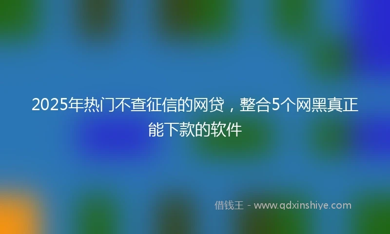 2025年热门不查征信的网贷，整合5个网黑真正能下款的软件
