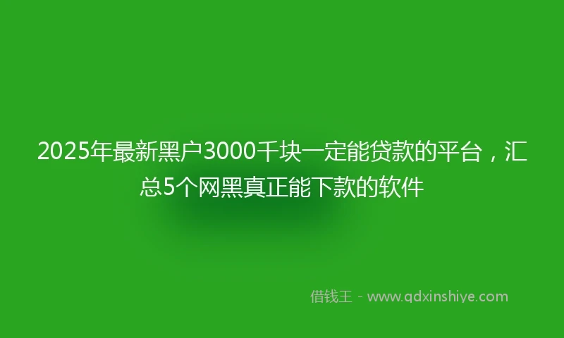 2025年最新黑户3000千块一定能贷款的平台，汇总5个网黑真正能下款的软件