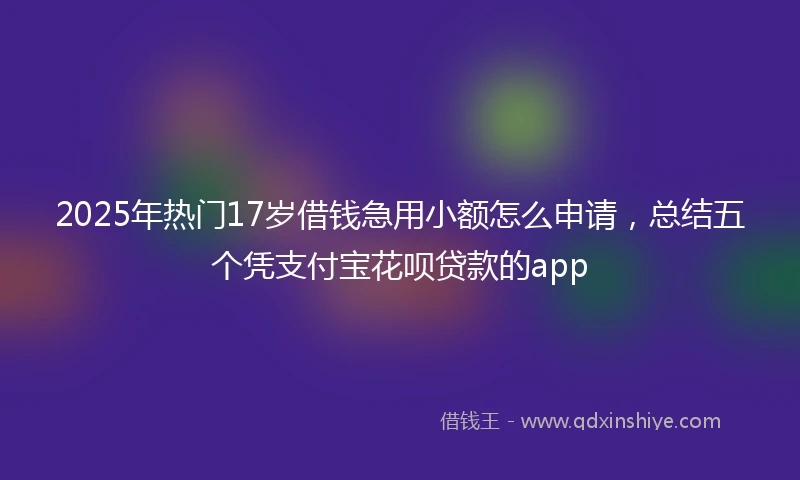 2025年热门17岁借钱急用小额怎么申请，总结五个凭支付宝花呗贷款的app