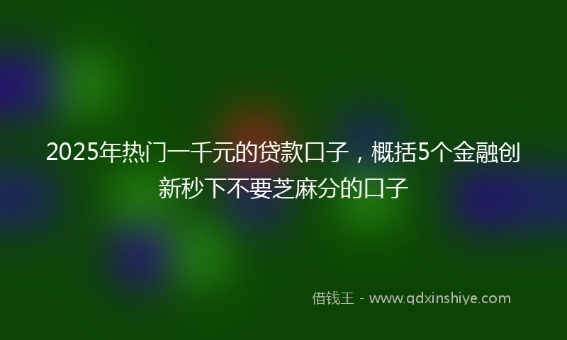 2025年热门一千元的贷款口子,概括5个金融创新秒下不要芝麻分的口子