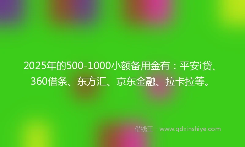 2025年的500-1000小额备用金有:平安i贷、360借条、东方汇、京东金融、拉卡拉等。