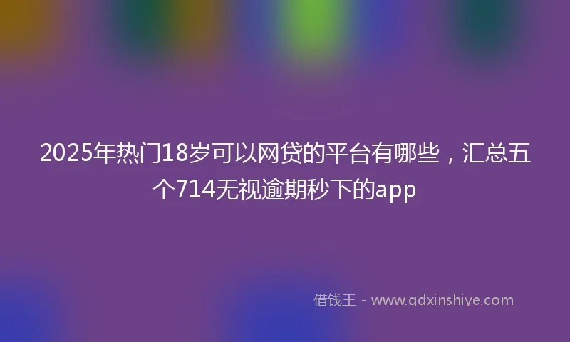 2025年热门18岁可以网贷的平台有哪些,汇总五个714无视逾期秒下的app
