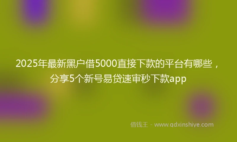 2025年最新黑户借5000直接下款的平台有哪些，分享5个新号易贷速审秒下款app
