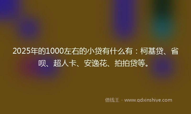2025年的1000左右的小贷有什么有：柯基贷、省呗、超人卡、安逸花、拍拍贷等。