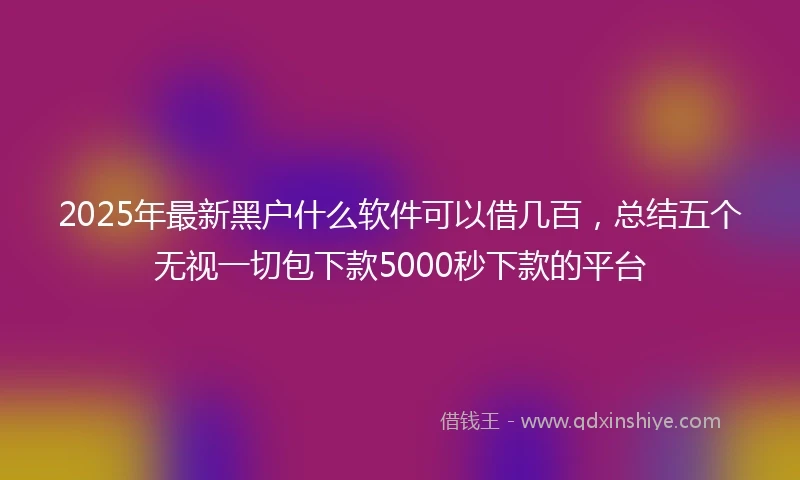 2025年最新黑户什么软件可以借几百，总结五个无视一切包下款5000秒下款的平台