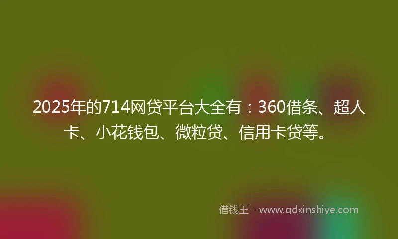 2025年的714网贷平台大全有:360借条、超人卡、小花钱包、微粒贷、信用卡贷等。