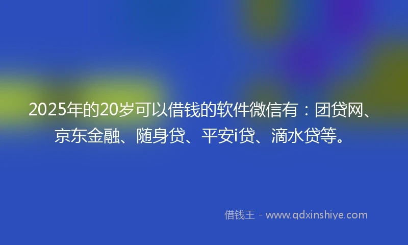 2025年的20岁可以借钱的软件微信有：团贷网、京东金融、随身贷、平安i贷、滴水贷等。