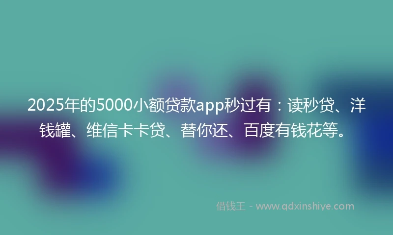 2025年的5000小额贷款app秒过有:读秒贷、洋钱罐、维信卡卡贷、替你还、百度有钱花等。