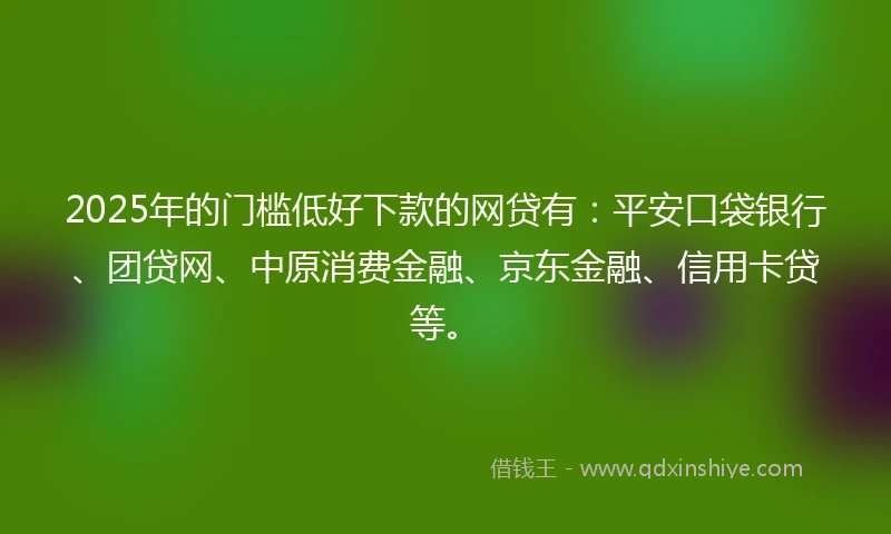 2025年的门槛低好下款的网贷有：平安口袋银行、团贷网、中原消费金融、京东金融、信用卡贷等。