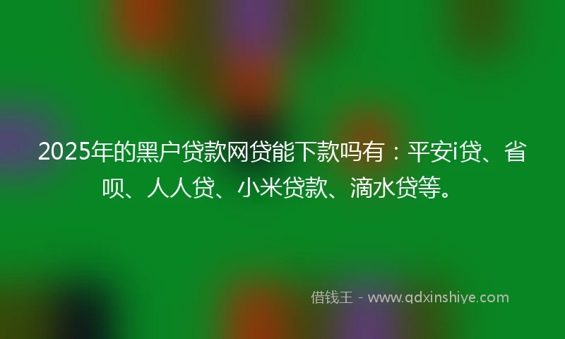 2025年的黑户贷款网贷能下款吗有：平安i贷、省呗、人人贷、小米贷款、滴水贷等。