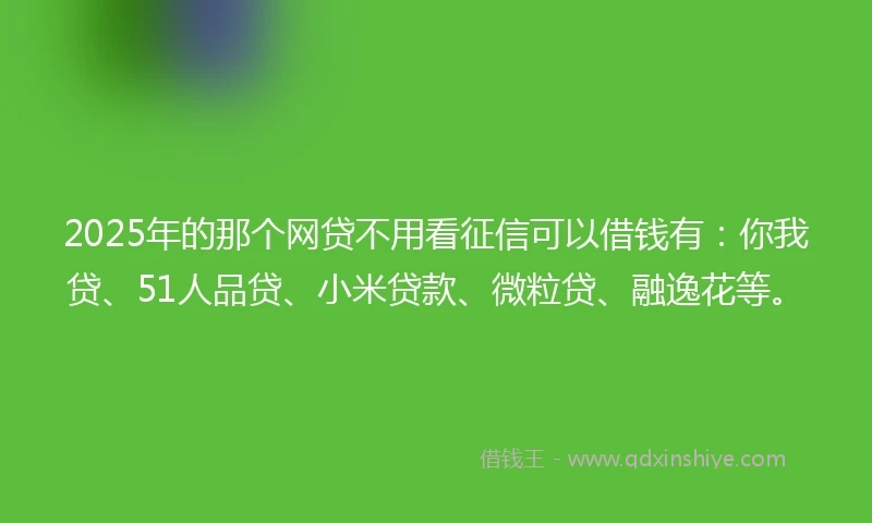 2025年的那个网贷不用看征信可以借钱有：你我贷、51人品贷、小米贷款、微粒贷、融逸花等。