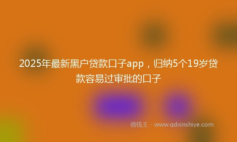 2025年最新黑户贷款口子app，归纳5个19岁贷款容易过审批的口子
