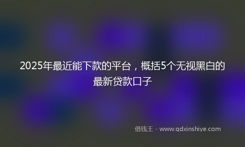 2025年最近能下款的平台，概括5个无视黑白的最新贷款口子