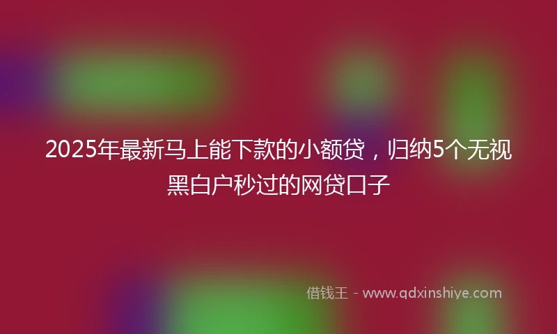 2025年最新马上能下款的小额贷，归纳5个无视黑白户秒过的网贷口子