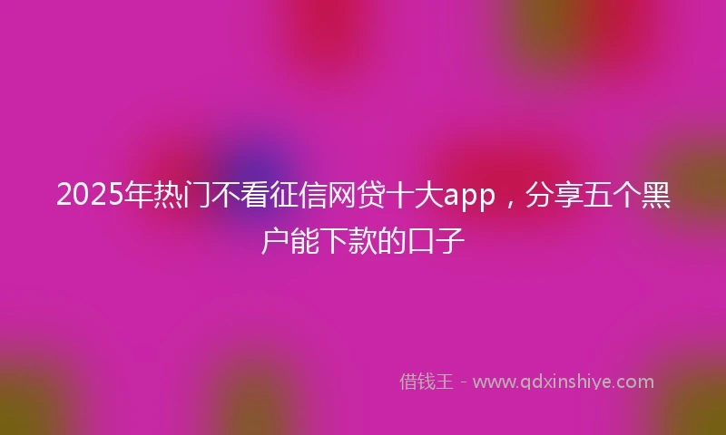 2025年热门不看征信网贷十大app，分享五个黑户能下款的口子