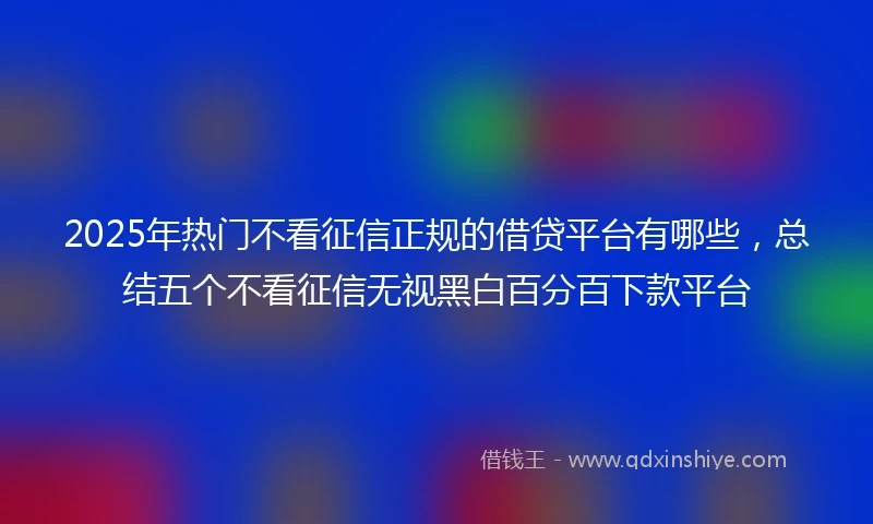 2025年热门不看征信正规的借贷平台有哪些，总结五个不看征信无视黑白百分百下款平台