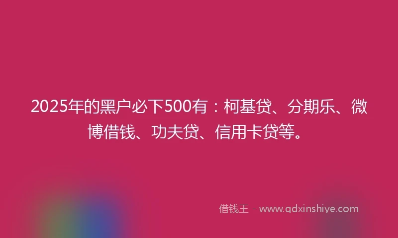2025年的黑户必下500有：柯基贷、分期乐、微博借钱、功夫贷、信用卡贷等。