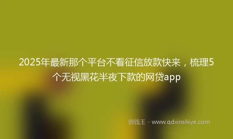 2025年最新那个平台不看征信放款快来，梳理5个无视黑花半夜下款的网贷app
