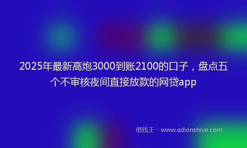 2025年最新高炮3000到账2100的口子，盘点五个不审核夜间直接放款的网贷app