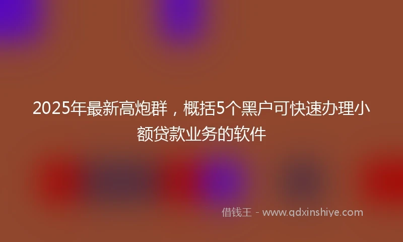 2025年最新高炮群，概括5个黑户可快速办理小额贷款业务的软件