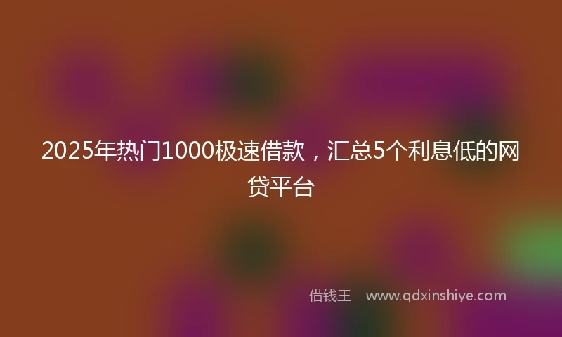 2025年热门1000极速借款，汇总5个利息低的网贷平台