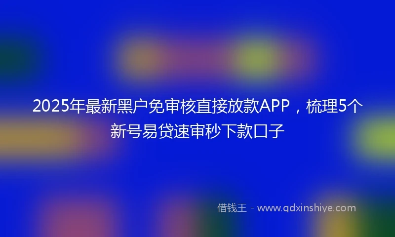 2025年最新黑户免审核直接放款APP,梳理5个新号易贷速审秒下款口子