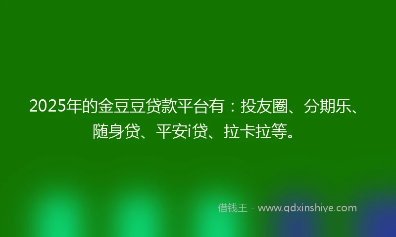 2025年的金豆豆贷款平台有：投友圈、分期乐、随身贷、平安i贷、拉卡拉等。