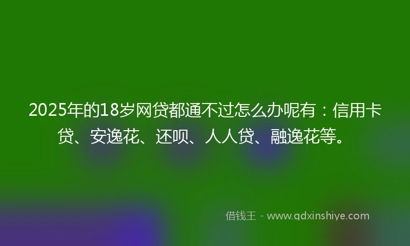 2025年的18岁网贷都通不过怎么办呢有：信用卡贷、安逸花、还呗、人人贷、融逸花等。