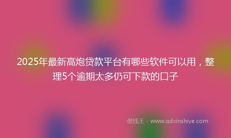 2025年最新高炮贷款平台有哪些软件可以用，整理5个逾期太多仍可下款的口子